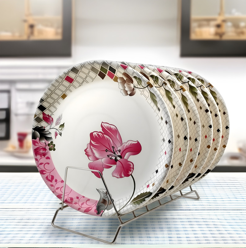 Inpro Melamine Round 6 Dinner Plates-Snacks Plates-Full Plate-Lunch Plate-Party Plate Dinner Plate(Pack of 6)