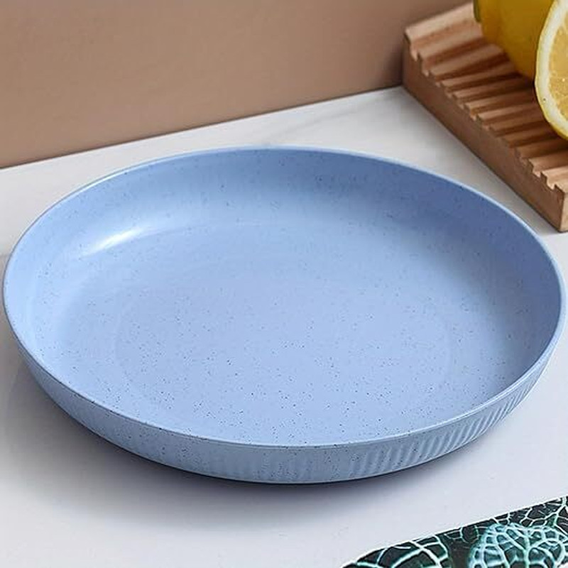 GKARUNA Lightweight Wheat Straw Dinner Plates - Reusable Plate Set of 4 Dinner Plate(Pack of 4, Microwave Safe)