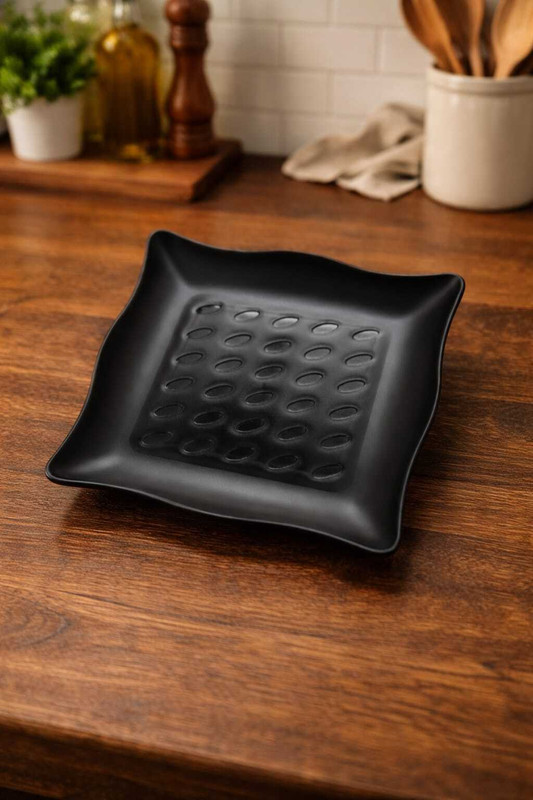 JOLTER CURVE PLATE BLACK 6 Chip & Dip Tray(Pack of 6, Microwave Safe)