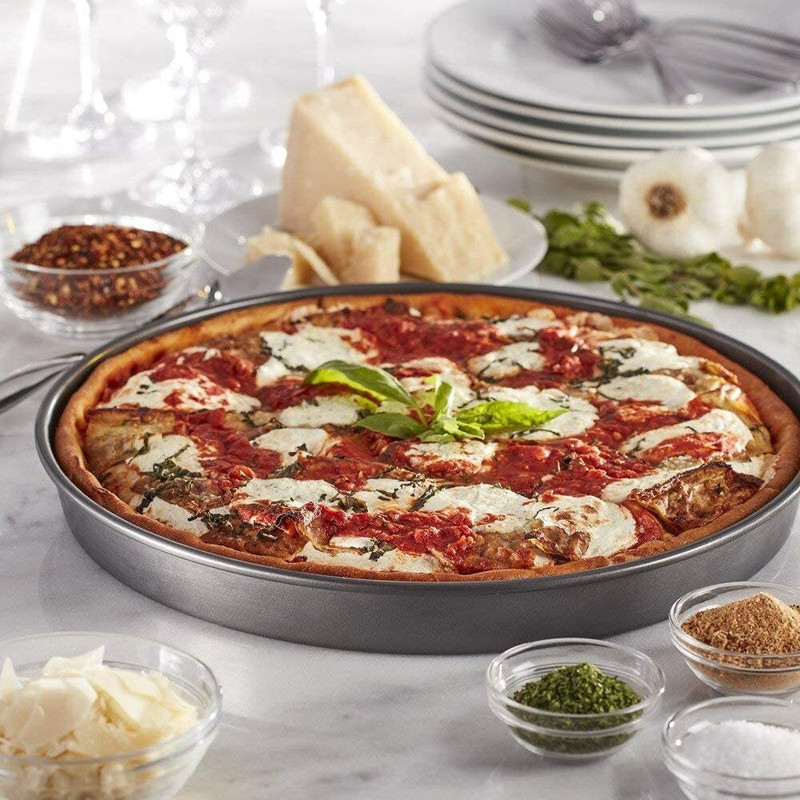 MAFAHH Pizza Pan | Non-Stick Carbon Steel Bakeware Pizza Tray(Microwave Safe)