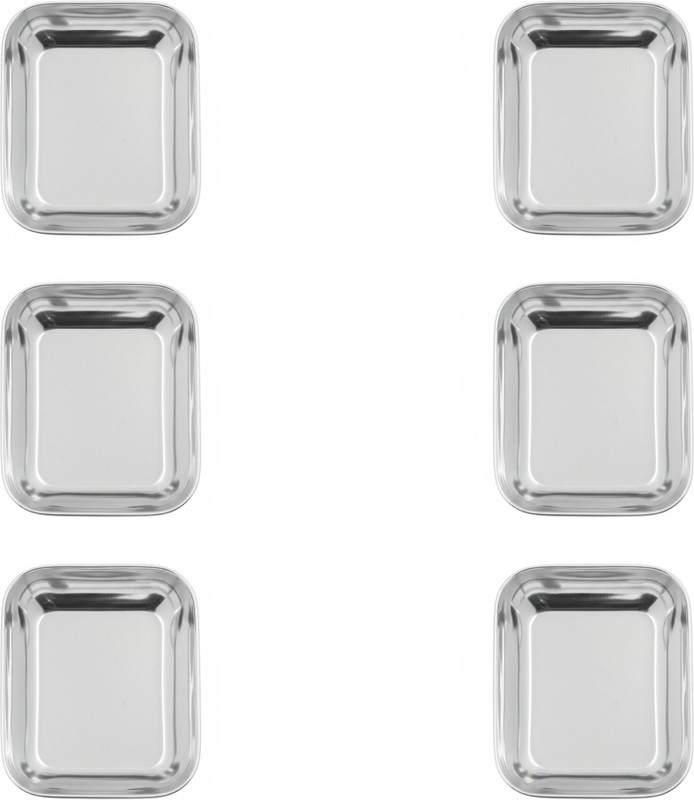 Spilbox Spillbox Stainless Steel Halwa Plates- Rectangle Plate Quarter Plate(Pack of 6)