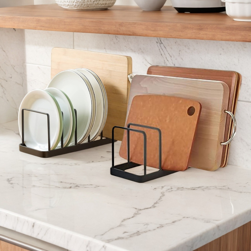 decorlay Plate Cabinet Rack Organizer Dish, Pan, Lid, and Chopping Board Dinner Plate(Pack of 2)