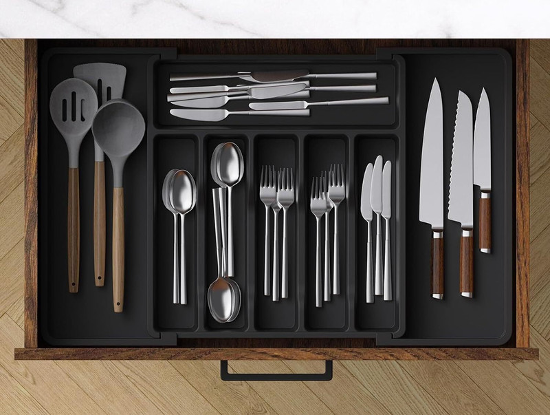 PITRU VENTURE Kitchen Cutlery Tray Drawer Orgenizer Expandable 8-Section Drawer Tray