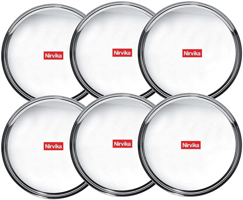 copperwale square steel plate Dinner Plate(Pack of 2, Microwave Safe)