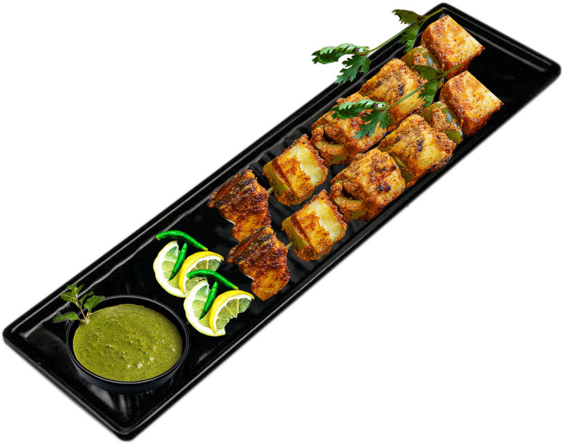 ZIDO 1 Platter for serving all type of Snacks, Tikka, Tandoori Items with 1 Dip Bowl Chip & Dip Tray(Pack of 2)