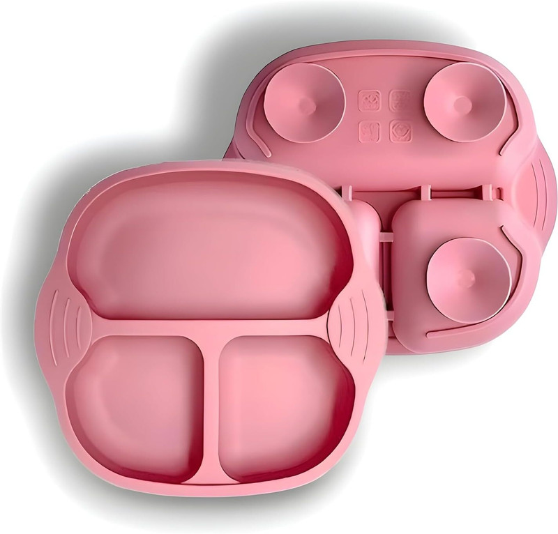 PERMAFROST Suction Plates for Baby Food Grade Silicone Baby Plates with Suction Microwave  - Silicone(Pink)