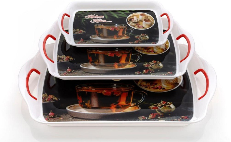 Sorath Serving Tray Set of 3, Melamine Trays for Kitchen Serving Snacks Tea Tray(Pack of 3)