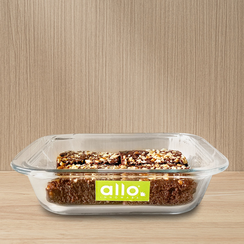 Allo Borosilcate Square Glass Baking Dish, Baking Tray, Microwave Safe, 900, 1800ml Baking Dish(Pack of 2, Microwave Safe)