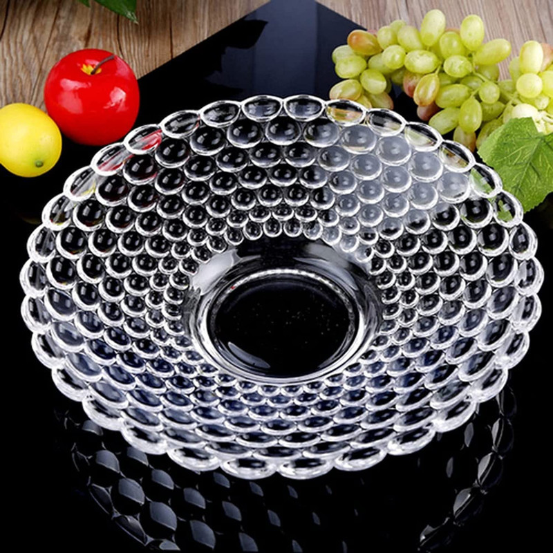 GOSK Enterprise Glass Fruit Serving Bowl Plate Dining Table Crystal Decoration Dry Fruits Bowl Quarter Plate(Microwave Safe)