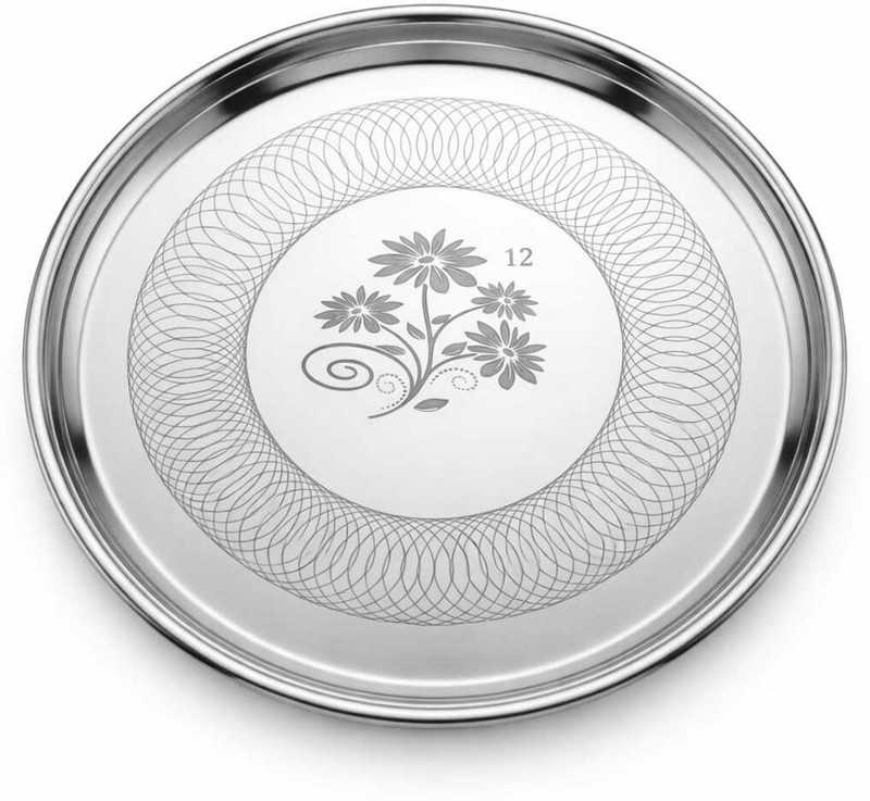 PrasadUtensils Steel dinner plate, steel thali Dinner Plate(Microwave Safe)