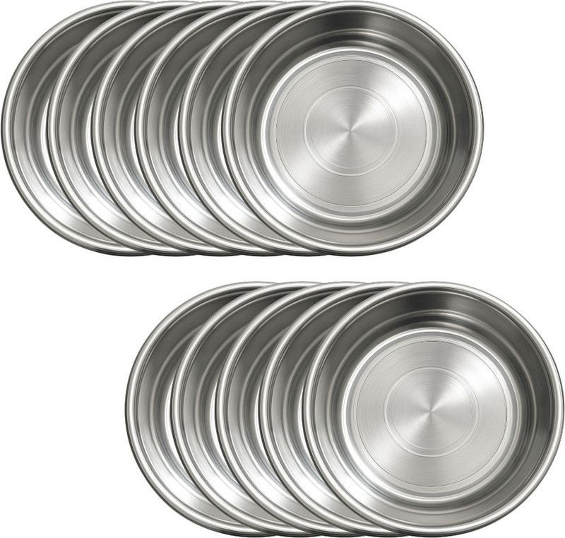 SHINI LIFESTYLE Silver Glide 18 cm Stainless Steel Light Weight Quarter Plate, Half Plate(Pack of 12)
