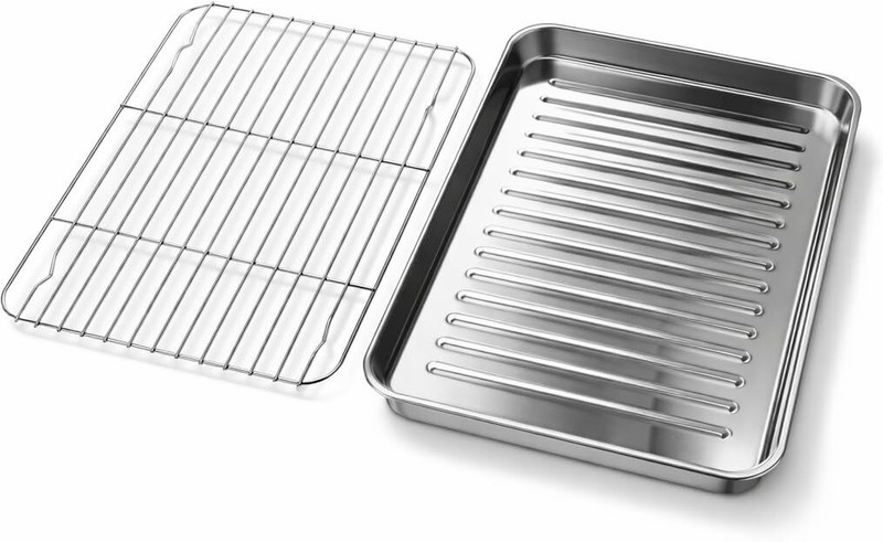 crega Stainless Steel Broiler Baking Pan with Cookie Sheet and Cooling Rack Set Baking Dish(Microwave Safe)