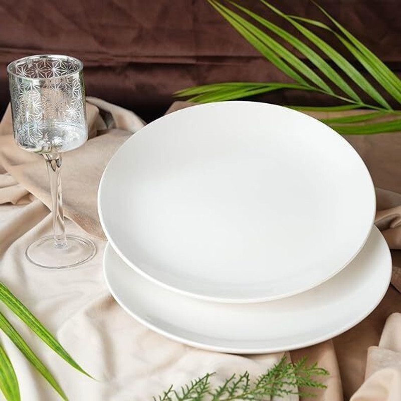 RAVRI TRADERS Ceramic plates Dinner Plate(Pack of 6, Microwave Safe)