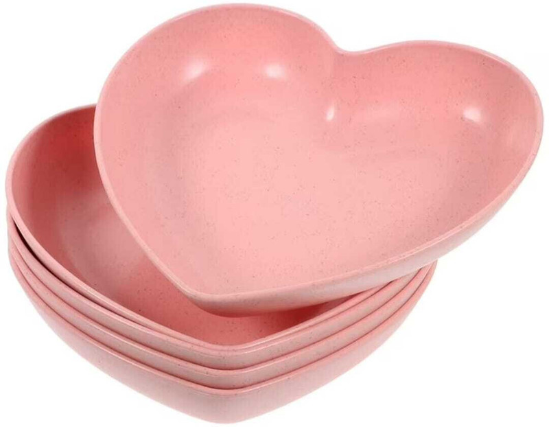 PRAYASHAY TRADELINK fruit plate,desserts serving plate,dining,salad, serving, breakfast plate(PINK) Dinner Plate(Pack of 5, Microwave Safe)