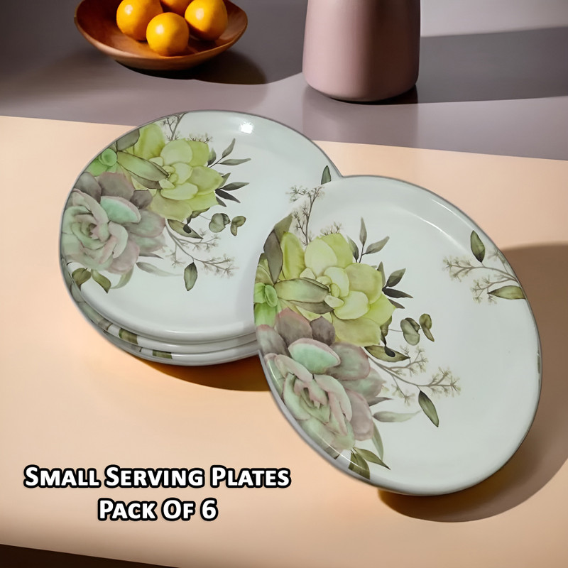 Inpro Serve Snacks in Style with our Melamine Small Round Plate (18 Cm/ 7 Inch) Quarter Plate(Pack of 6, Microwave Safe)