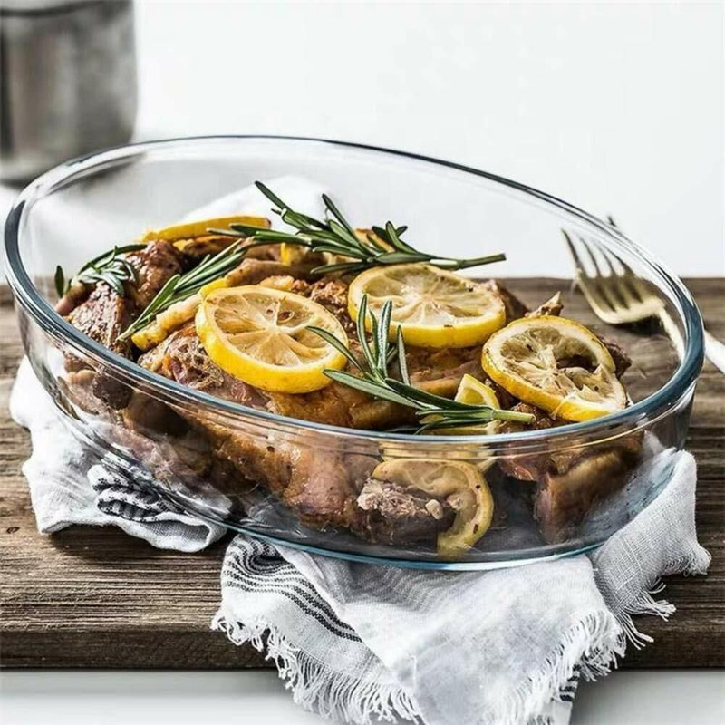 Allo Borosilicate Oval Glass Baking Dish,1600 ml Baking Dish(Microwave Safe)