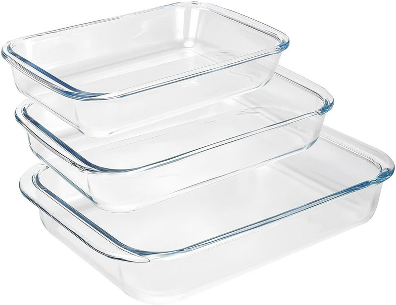 Red-Rubby SQ Oven Tray-300 Baking Dish(Pack of 3, Microwave Safe)