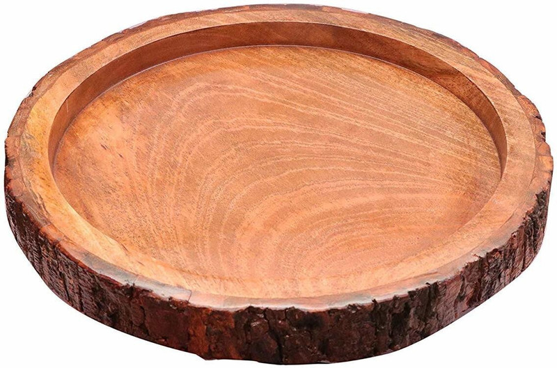 SarahCraft Wooden Round Tray for Kitchen and Pooja (Worship) Paraat(Microwave Safe)