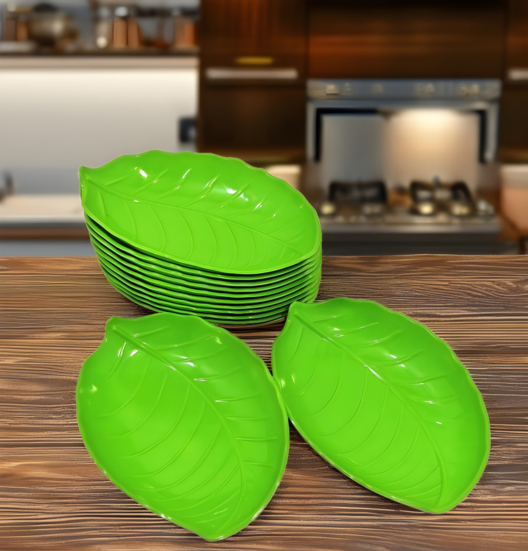 Inpro Melamine Stylish Leaf Shape Quarter Plates-Snacks Plates In Yellow Color Quarter Plate(Pack of 4)