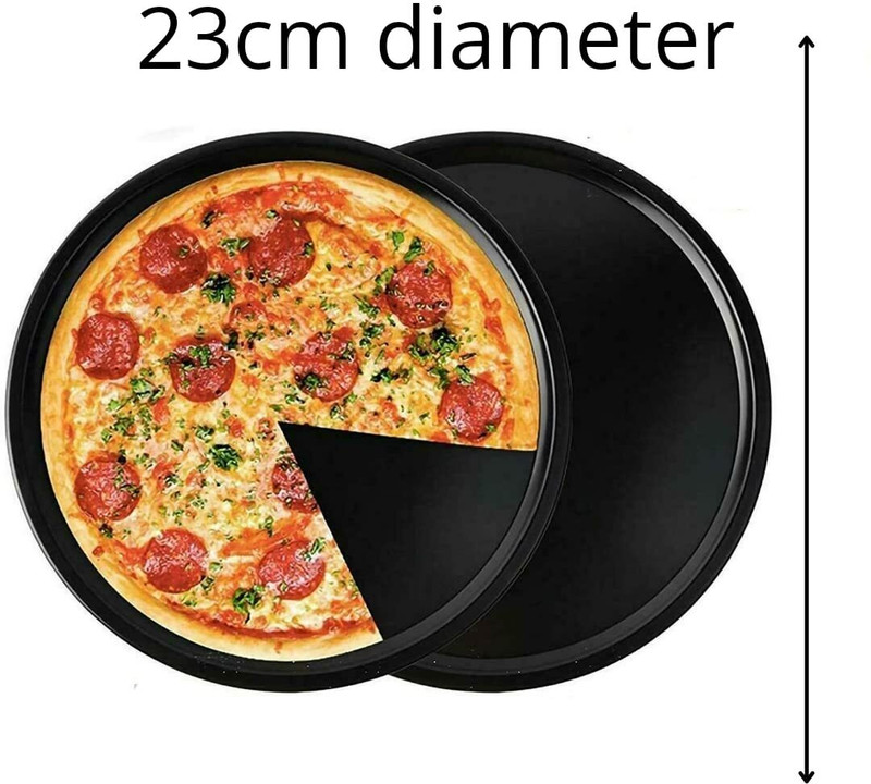 AL ATASH 23cm Non-Stick Carbon Steel Round Pan For Microwave OTG Safe (9 inch) Pizza Tray(Microwave Safe)