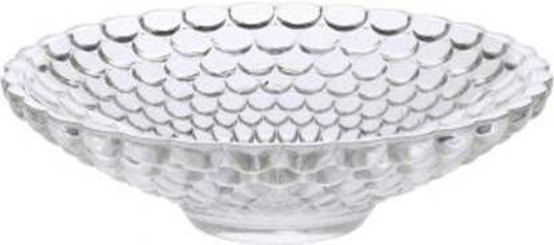 Solo Gifts & Decor Designer Italian Crsytal Glass Fruit Plate Bowl Bubble Pattern Glass Fruit & Vegetable Basket (White) Tray(Microwave Safe)