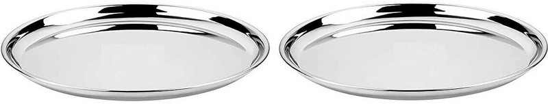 Jensons Premium Steel Beggy dinner Plates Set | Mirror Finish Thali Set | Dinner Plate(Pack of 2)