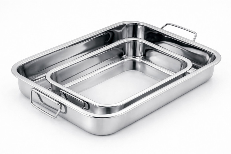 JAYCO Luxuria Stainless Steel Baking Trays with Handle Set of 2 Baking Pan(Pack of 2, Microwave Safe)