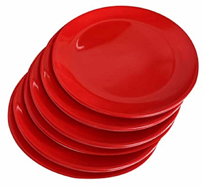 AWICKTIK Deep Dish Microwave Safe Unbreakable Plates Set, 9 Pcs Half Plate RED (7.5 Inch) Half Plate(Pack of 9, Microwave Safe)