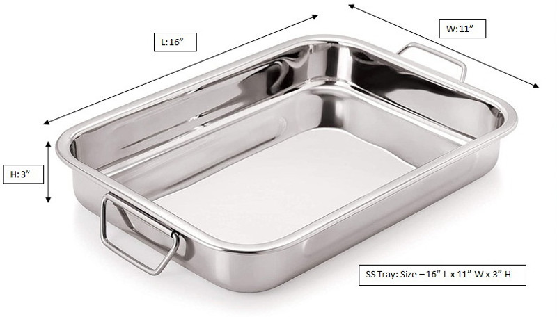 JAYCO Stainless Steel Luxuria Baking Tray 12" Medium 3 kg Roaster(Steel)