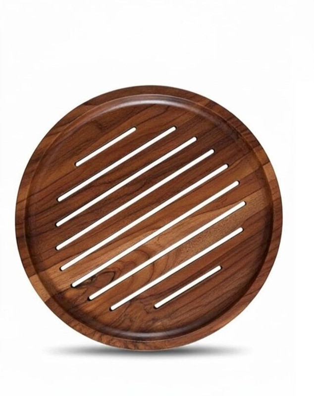 carvedcreation Sheesham Wood Roti Cooling & Serving Plate| 100% Sheesham wood | Dinner Plate(Microwave Safe)