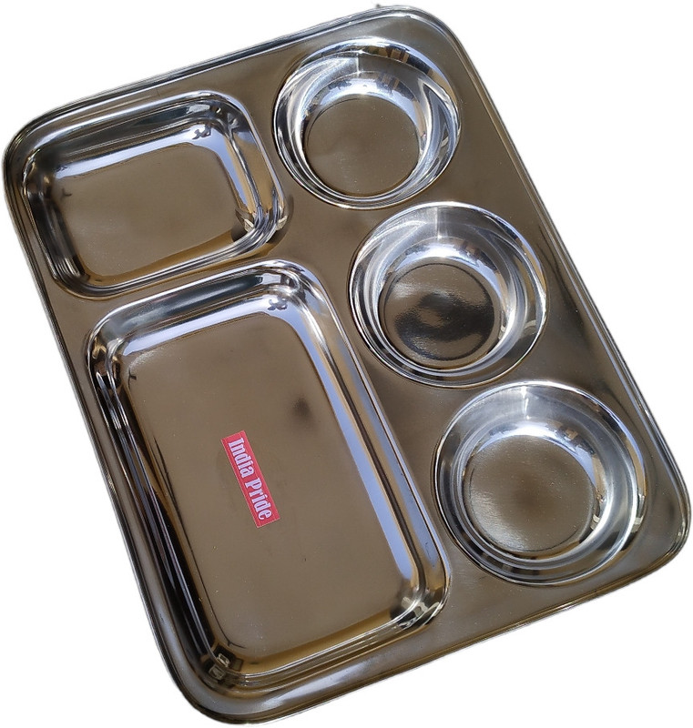 India Pride Lunch/Dinner Plate / Bhojan Thali 3 in 1 Compartments Plate Pack of 2 Sectioned Plate(Pack of 2)