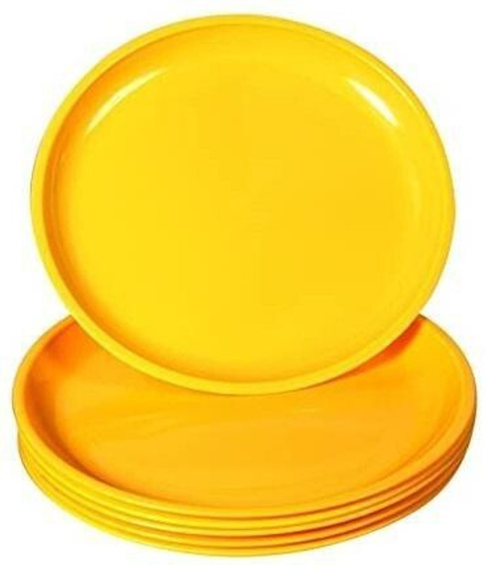 Everbuy Glossy Finish Microwave Safe Round Food Grade Virgin Plastic Dinner Plates Set For Home and Restaurant (Dishwasher Safe) 11 Inches (Pack of 3) Dinner Plate(Pack of 3, Microwave Safe)