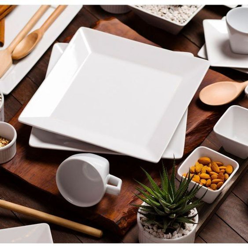 BARCROCK Snack Plate Salad Plate and Dessert Plate Small Square Design Multipurpose Use Quarter Plate(Pack of 4)