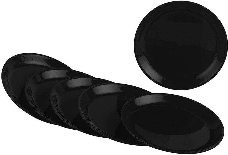 Kanha Small Round 6 Pieces Unbreakable Plastic Microwave Safe Snacks Plates (20 cm) Half Plate(Pack of 6, Microwave Safe)