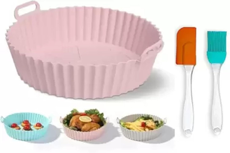KESOL Airfryer Tray Pink with Oil Brush Tray(Microwave Safe)