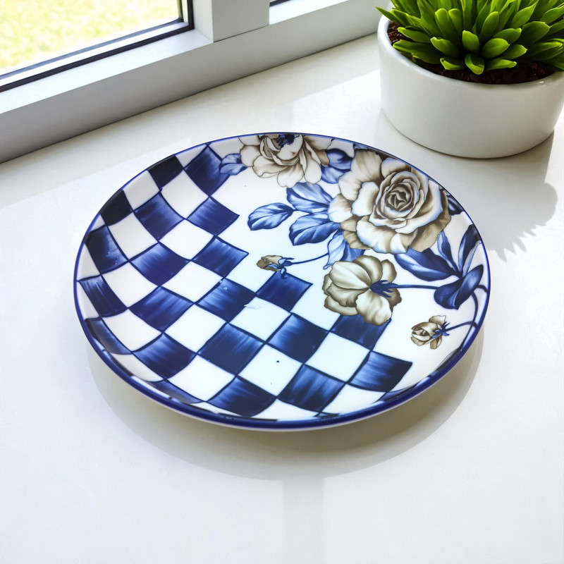 Lemon Tree Ceramic Deep Serving Plate 20cm/8inch Round Pasta Salad Snack Bowl Matt Finish Dinner Plate(Microwave Safe)