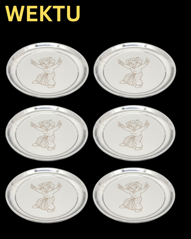 WEKTU KANJAK PALTES/KANJAK GIFT/STAINLESS STEEL/PLATES/6PC/BHIM Quarter Plate(Pack of 6, Microwave Safe)
