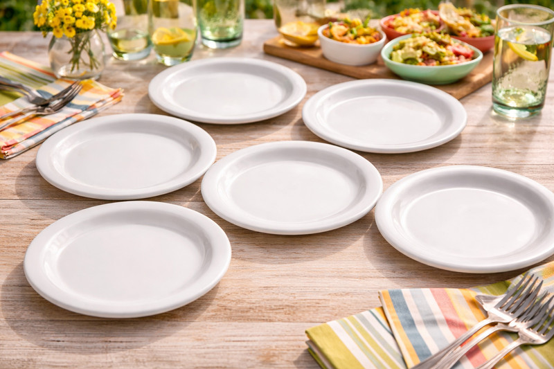 NEERAK Premium Black Square Dining & Serving (Black, 19.5) Half Plate(Pack of 6, Microwave Safe)