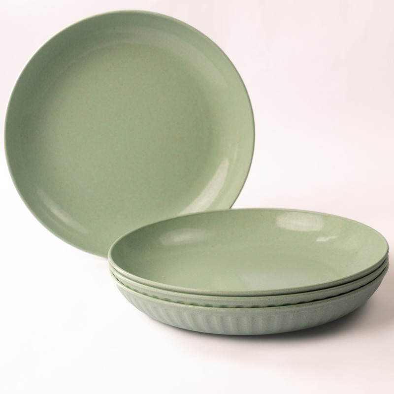 Irida Naturals Fluted Plates - Eco Friendly - Mint Green - Set of 4 Dinner Plate(Pack of 4, Microwave Safe)