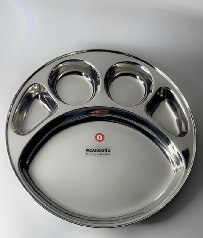 Carbon Round 5 IN 1 Bhojan Plate Set of 6 Dinner Plate(Pack of 6)