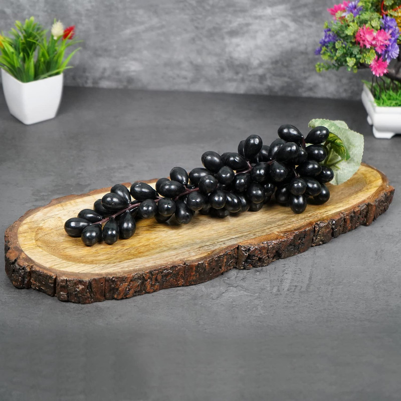 DECORASIA Wooden handmade papaya shape with orignal wood buckel Tray(Microwave Safe)