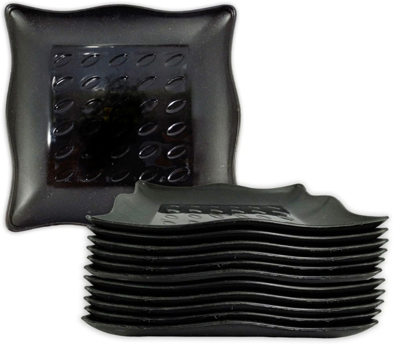 RK TECH Stylish Plastic serving plates (pack of 12) in black colour Pizza Tray(Pack of 12, Microwave Safe)