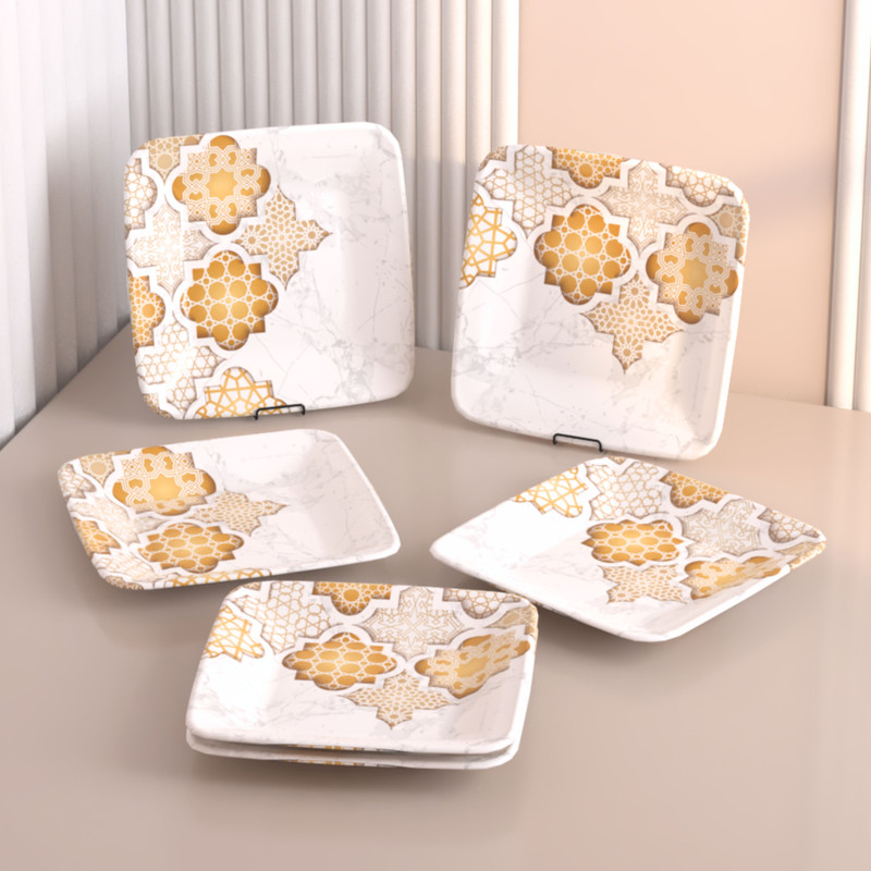 Castleite Bliss Paradise Palms Melamin Side Plates Set for Serving Snacks, 7 Inches Quarter Plate(Pack of 6)