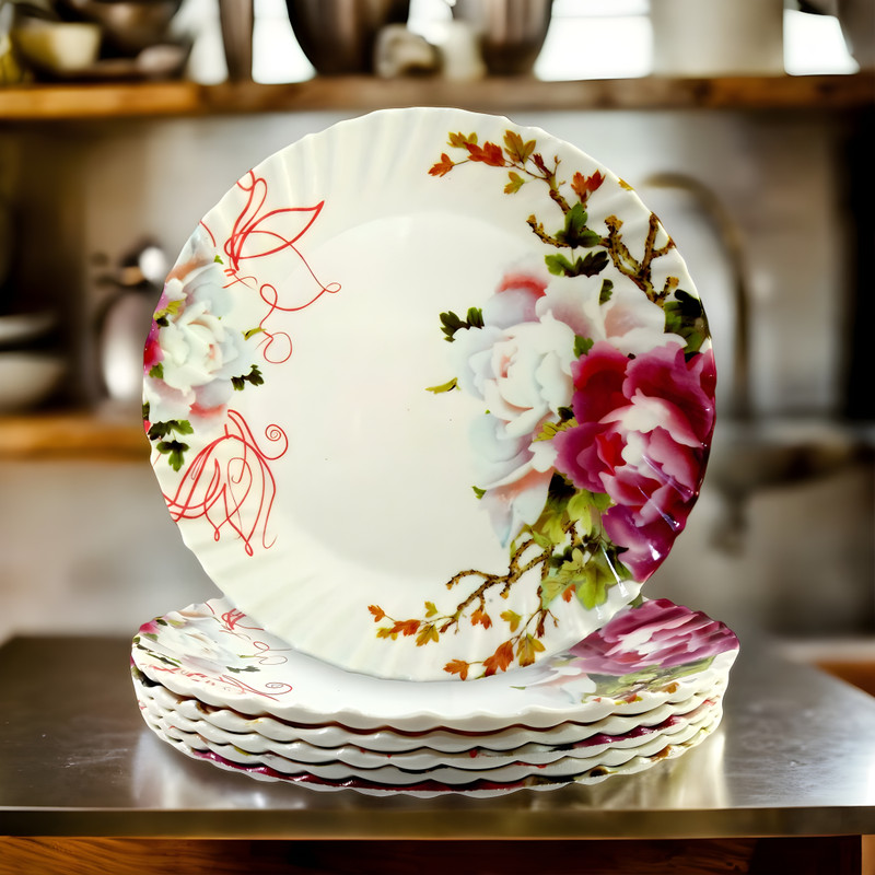 Inpro Upgrade Your Kitchen with our 6-Piece Melamine Round Half Plates Half Plate(Pack of 6)