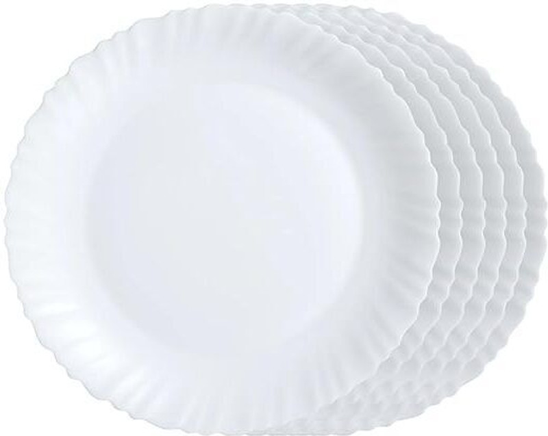 ROKERY Round Opalware white Full Plate Set, 11-inch(27cm), 6 Pieces, White_New Dinner Plate(Pack of 6, Microwave Safe)