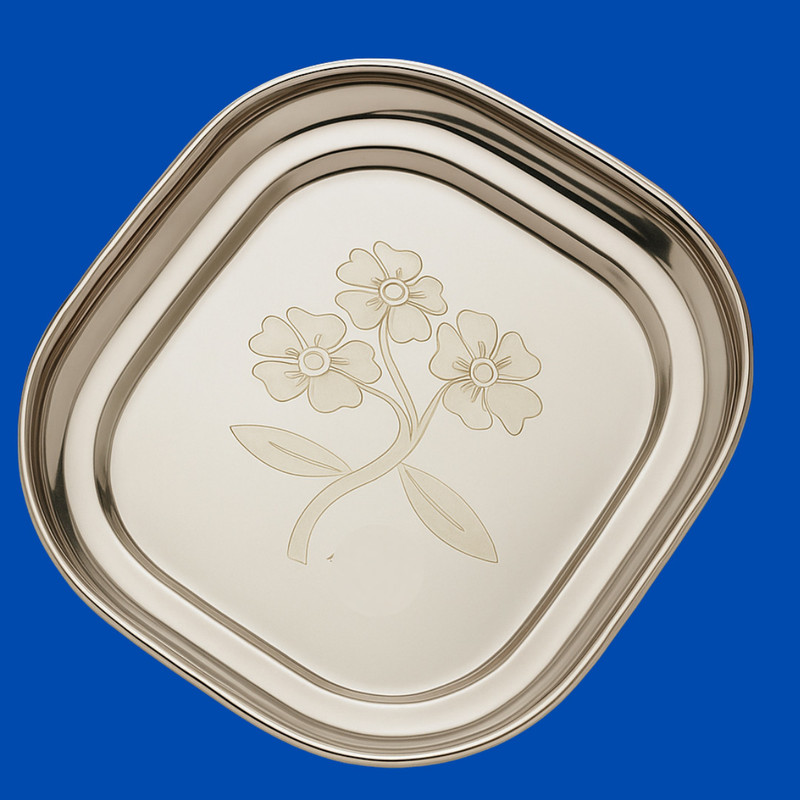 copperwala square steel plate Dinner Plate
