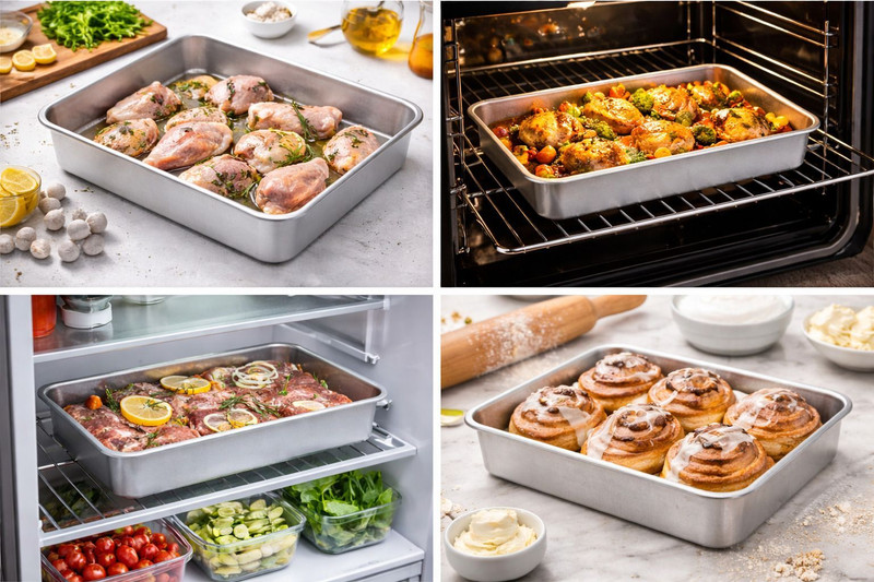 JAYCO Aluminium Deep Trays / Baking Trays - Set of 4 pcs - 12" 13" 14" 16" Baking Pan(Pack of 4)