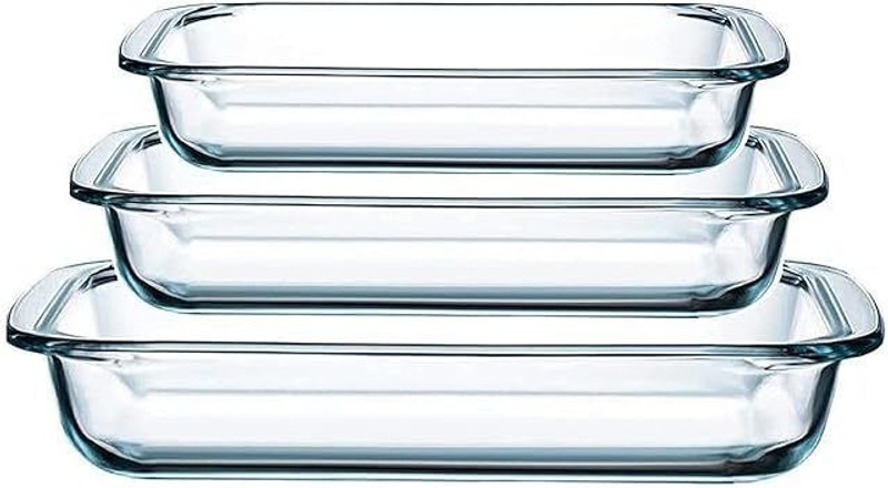 JIGSHTIAL Borosilicate Glass Serving Bowl, Tray, Container Baking Tray Oven Safe 1600ml Baking Dish(Microwave Safe)