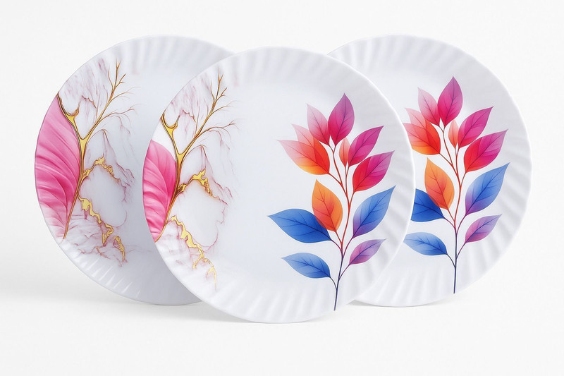 Arin Collection Beautiful Melamine Dinner Plate(Pack of 3, Microwave Safe)