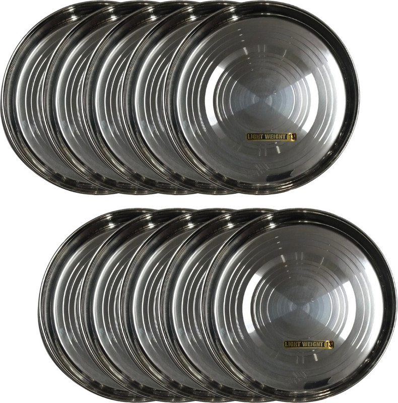 SHINI LIFESTYLE Steel khoumcha, Dinner plate, plate laser, affordable plate, 30 cm Dinner Plate(Pack of 10)